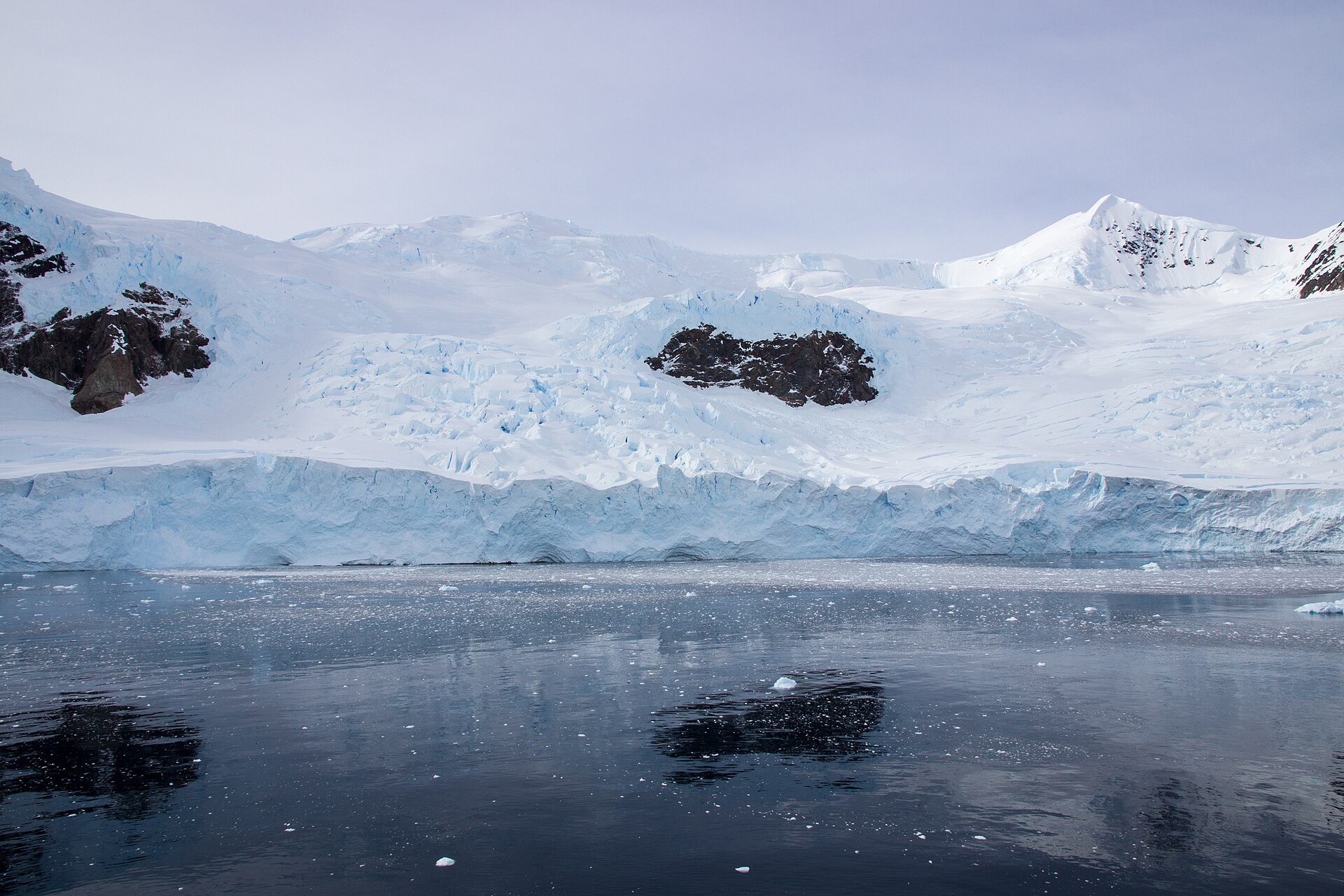 The calving glacier front at Neko Harbour, Andvord Bay