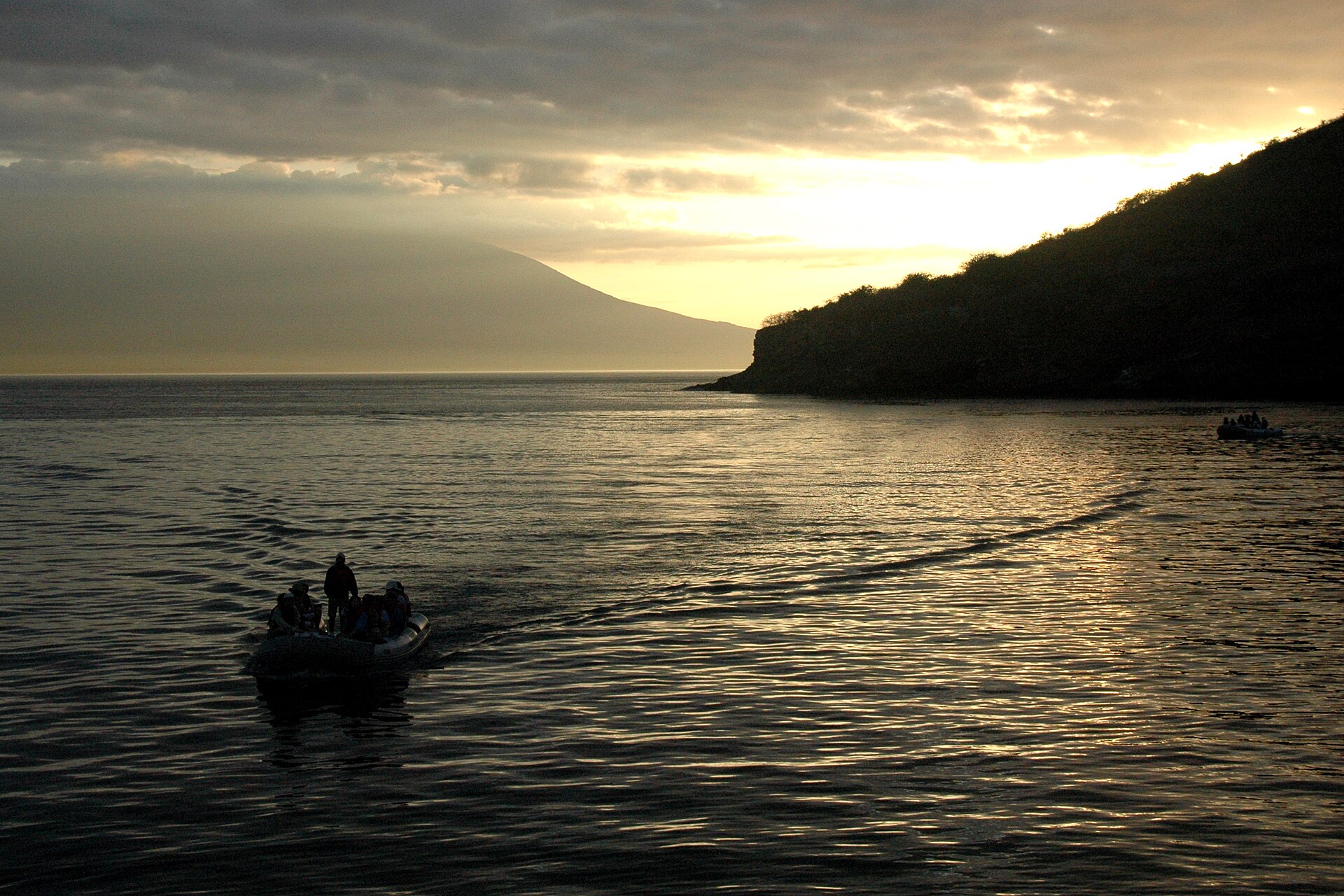 The sheltered cliff-walled anchorage of Tagus Cove, Isabela Island