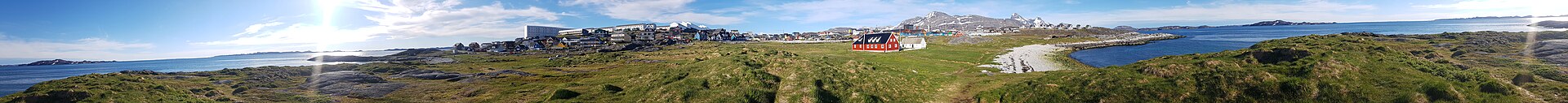 Panoramic view of Nuuk, Greenland's capital, and its fjord