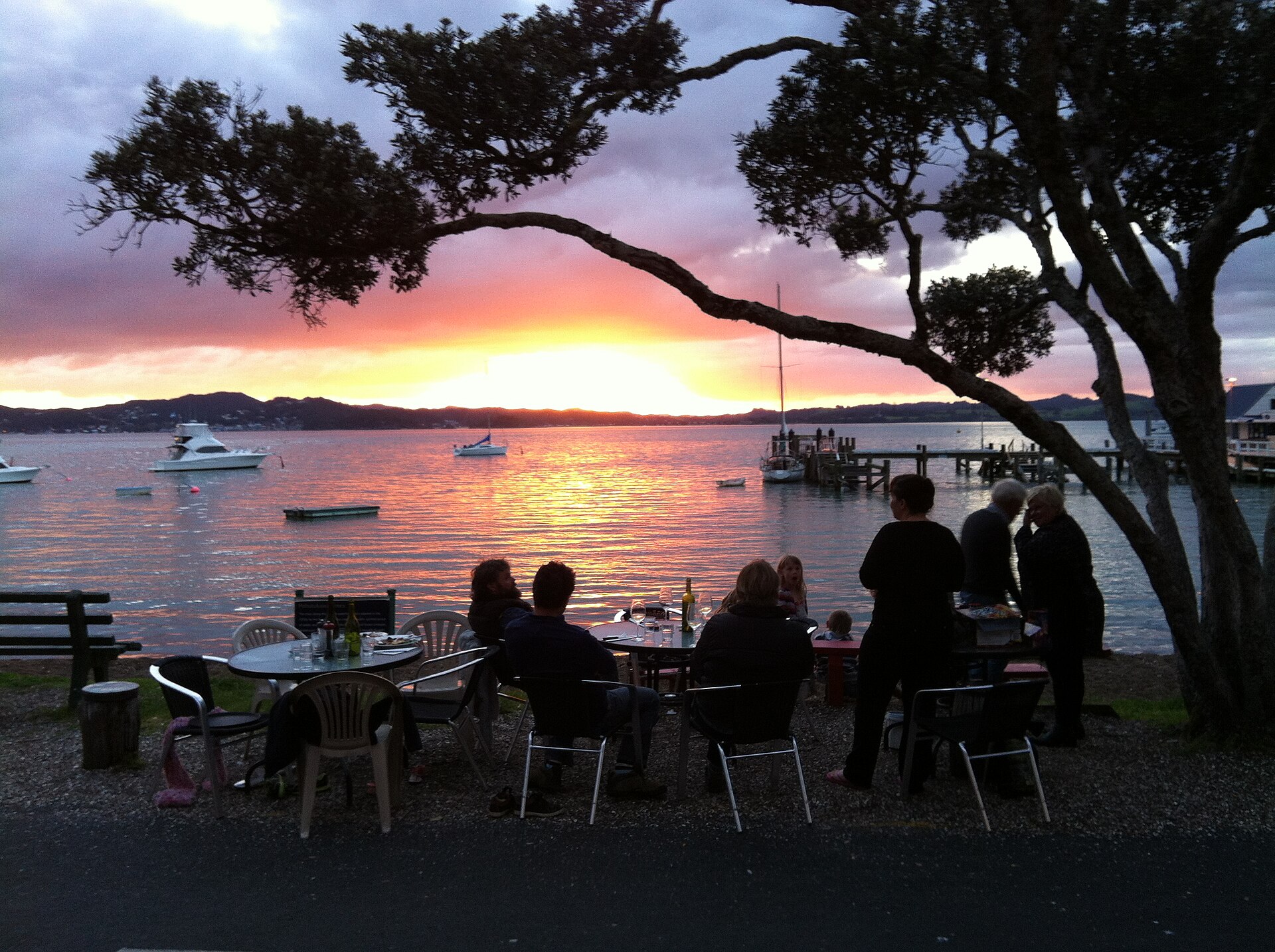 Sunset over the anchorage at Russell, Bay of Islands