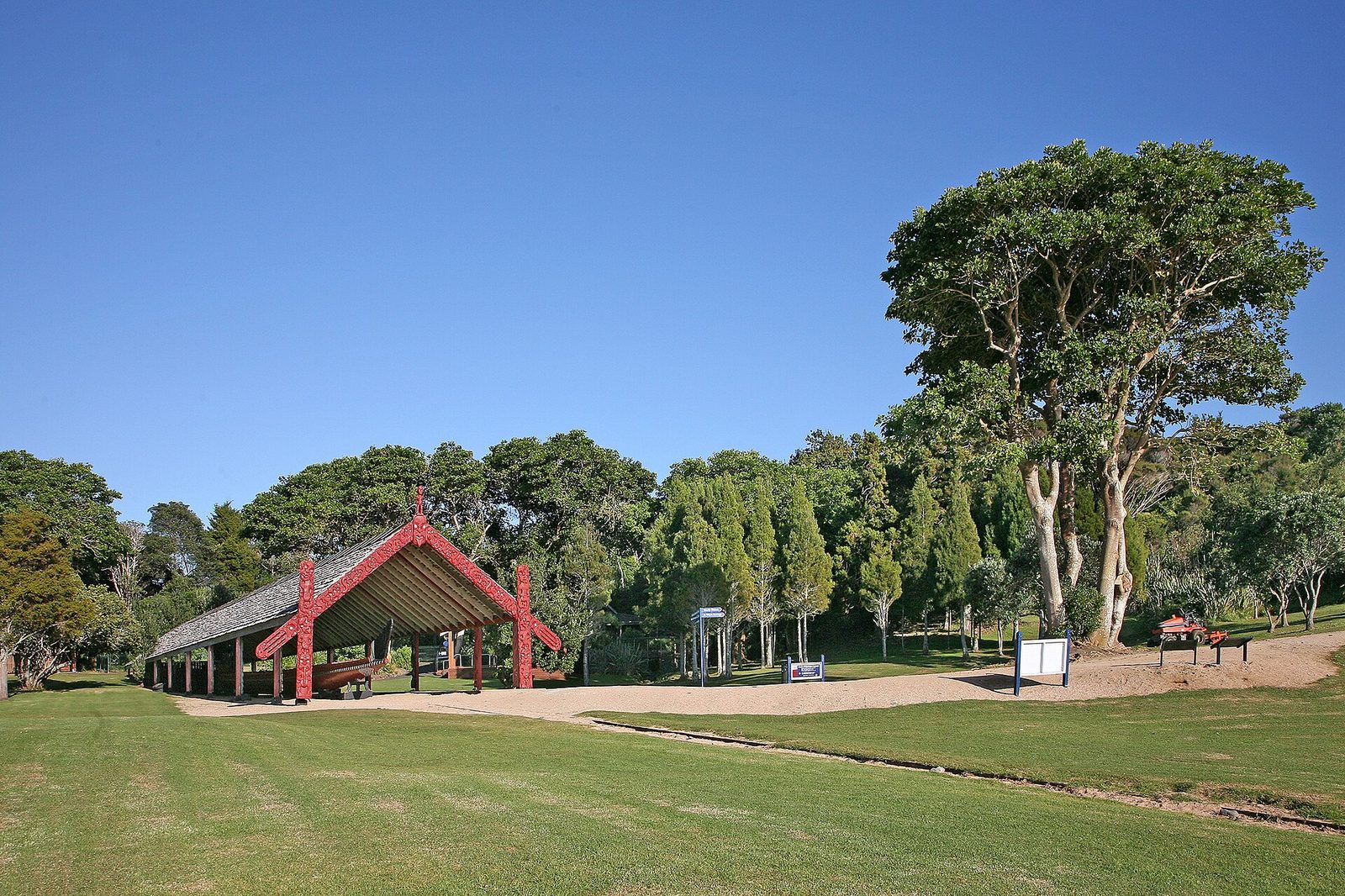 The carved waka shelter at Waitangi Treaty Grounds