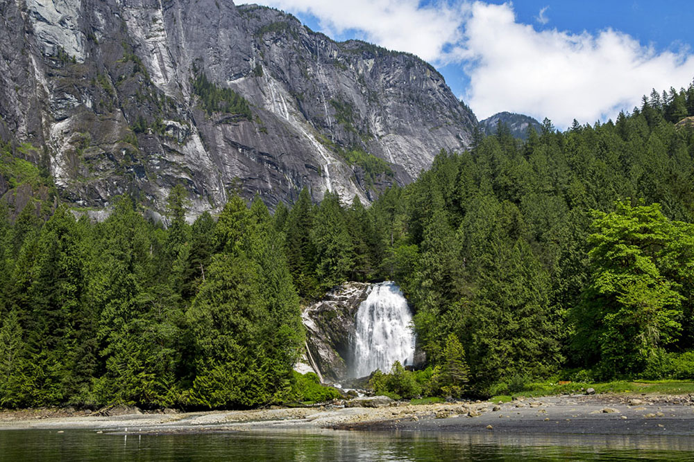 Chatterbox Falls dropping into Princess Louisa Inlet, British Columbia