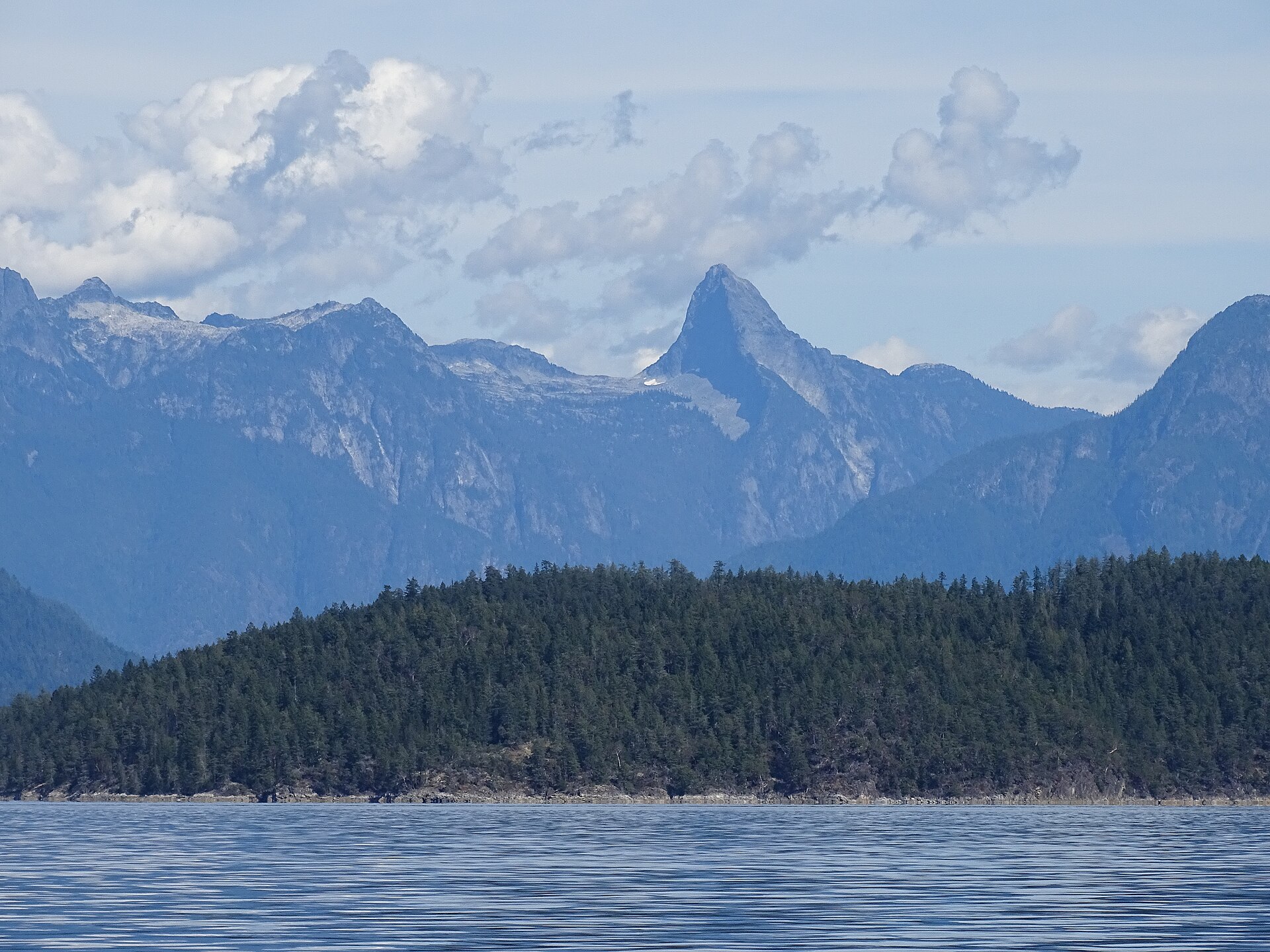 Mount Denman's granite peak rising above Desolation Sound, British Columbia