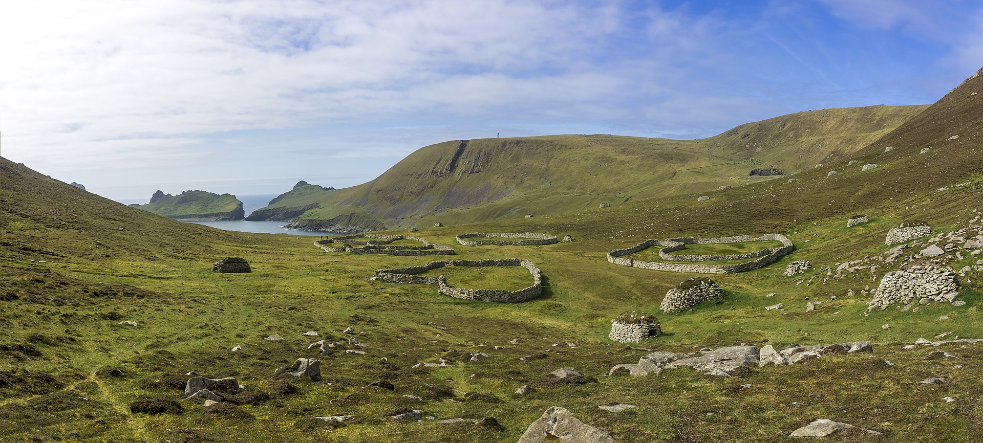 Village Bay and the abandoned village street on Hirta, St Kilda